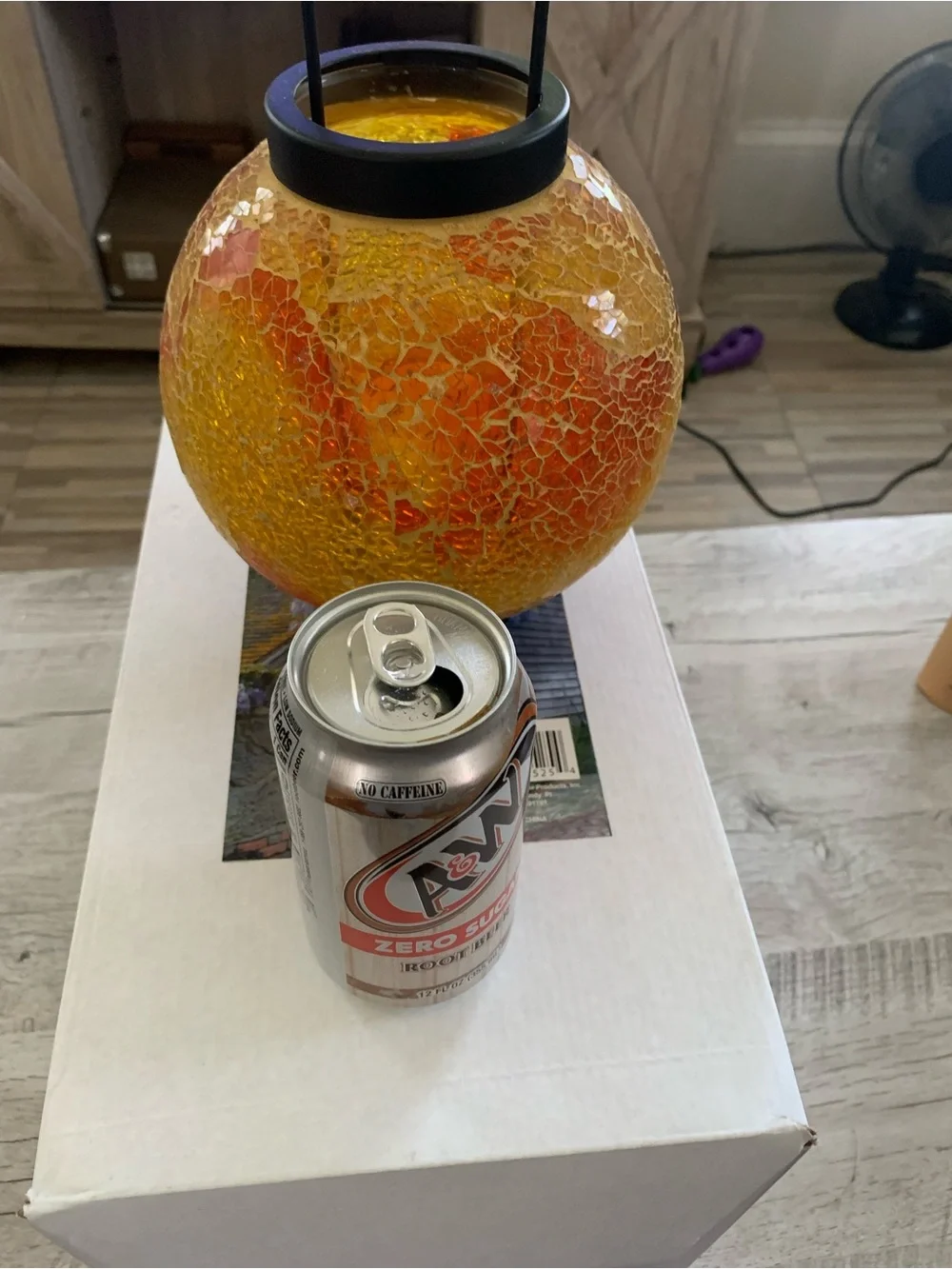QVC Amber and Black Mosaic Hanging Lantern or Footed Table Accent.